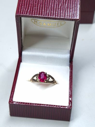 Vintage 14ct Gold Red Stone Ring Size 55 Dublin Hallmarked