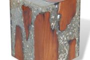 Stool Solid Teak Wood and Resin