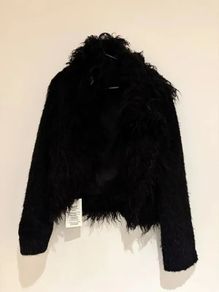 Chip Chip Faux Fur Cropped Jacket Black New with Tags M / 38 / 10