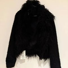 Chip Chip Faux Fur Cropped Jacket Black New with Tags M / 38 / 10