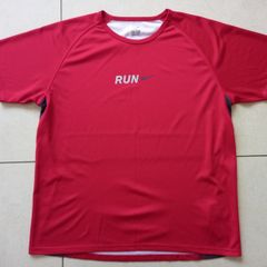 Nike Mens DRI-FIT Running T-Shirt Red Large Crew Neck