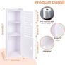 3 Tier Bathroom Storage Cabinet, Freestanding Organizer with Doors, White Waterproof Storage Floor Cabinet for Bedroom, Toilet, Living Room, Kitchen, Balcony, Office Image 2
