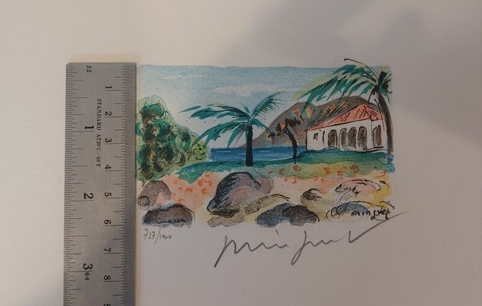 Fantastic Limited-Edition Hand-Signed Lithograph Print of a Caribbean Scene by the Renowned French Artist Alexandre Minguet (1937-1996), #737/1000