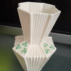 Belleek - Octagonal Shamrock Vase