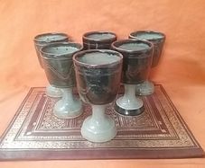 Six Pottery Goblets