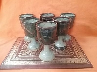 Six Pottery Goblets