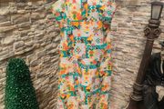 Vintage Pinafore summer dress abstract pattern Made in Ireland size Small Postage included