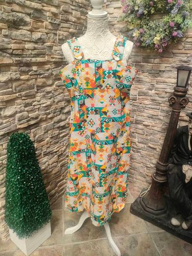 Vintage Pinafore summer dress abstract pattern Made in Ireland size Small Postage included