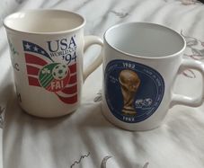 Rare Vintage World Cup Mug Duo: Ireland USA 1994 & Spain 1982 Official Souvenirs