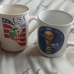 Rare Vintage World Cup Mug Duo: Ireland USA 1994 & Spain 1982 Official Souvenirs