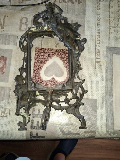 Beautiful Pair of Antique Art Nouveau Beatrice. Bronzed Photo Frames Cherub. a stunning lady lies on the top of the frame with beautiful scrollwork descending down the frame to a winged Cupid or Angel