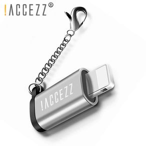 2 X !ACCEZZ Aluminum Alloy OTG Micro USB (Female) to Apple Lightning 8 Pin (Male) Convertor/Adapter With Key Chain (Brand New/Warranty)