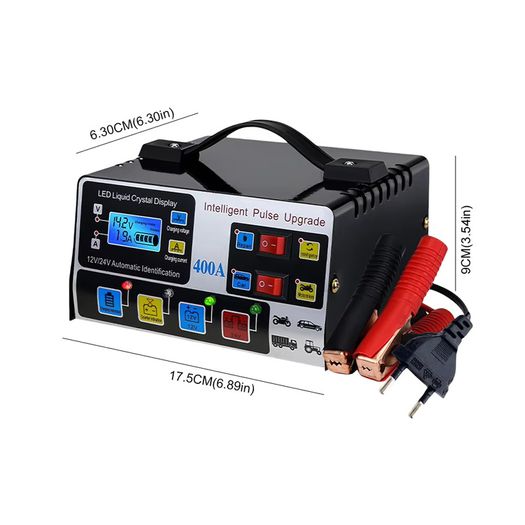 Car Battery Charger 12/24V 400A Full Automatic Car Battery Charger 220W High Power Smart Pulse Repair Battery Charger
