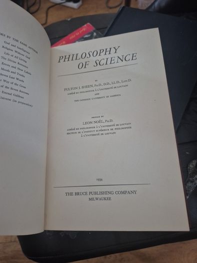 first edition hardcover of Archbishop Fulton J Sheens Philosophy of Science