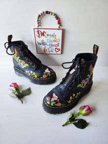 Dr Martens sinclair bloom floral boots platform quad sole UK5 EU38 US7
