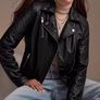 Women's Style Faux Leather Motorcycle Jacket Image 2