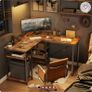 L-Shape Desk rustic brown wood Image 5