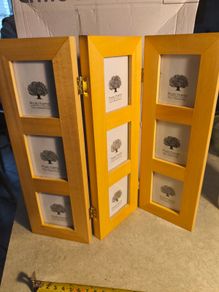 Tri-fold Bay Wood Photo Framefor 9 photo