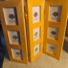 Tri-fold Bay Wood Photo Framefor 9 photo