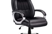 Executive Office Chair, Faux Leather Large Seat Computer Desk Chair, Ergonomic Design Adjustable Seat Height, Synchro Tilt Mechanism