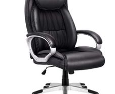 Executive Office Chair, Faux Leather Large Seat Computer Desk Chair, Ergonomic Design Adjustable Seat Height, Synchro Tilt Mechanism