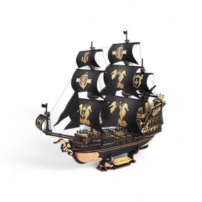 Wooden Boat Model Kit w 3D Puzzle, DIY Project