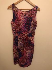 River island pink leopard print dress (size 12)