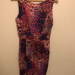 River island pink leopard print dress (size 12)
