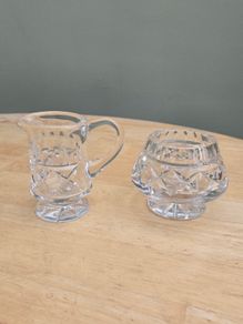 Galway Crystal Footed Milk Jug & Sugar Bowl