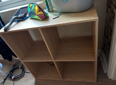 Oak effect 4 Cube shelf Bookcase