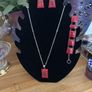 925 Silver Hallmarked Red Coral Pendant and Bracelet Set Image 2