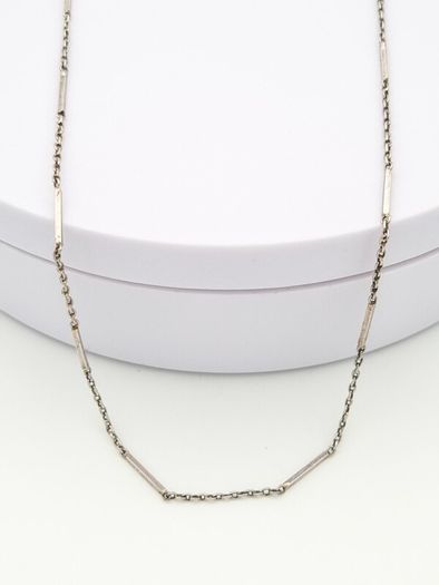 Vintage 925 Sterling Silver Bar Link Station Chain