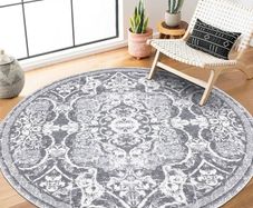 SALE | Vintage 120cm Round Area Rug, Luxury Floral Pattern Floor Rug, Machine Washable Boho Carpet Floor Mat, Non Slip Soft Circle Carpet Rug for Bedroom Living Room Kitchen Home Decor
