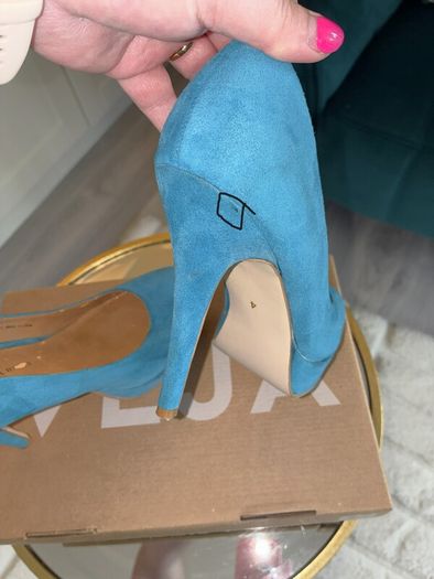 Dorothy Perkins Turquoise Faux-Suede Platform Court Shoes Size: UK 4 / EU 37