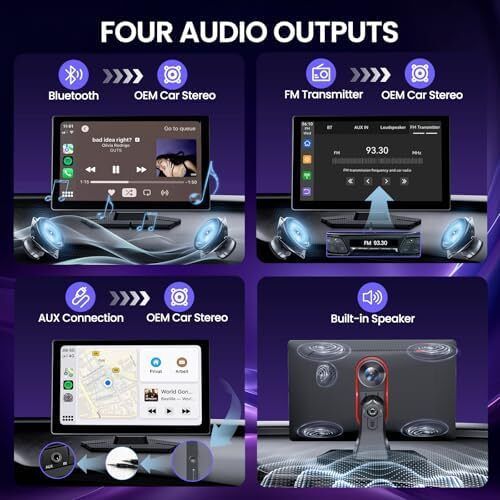 9.0 Wireless Carplay Screen for Car with 4K Dash Cam & 1080P Backup Camera, Touchscreen Car Stereo with Carplay & Android Auto, GPS Navigation, Mirror Link, Voice Control