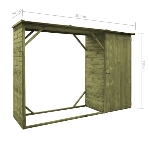 Garden Firewood Tool Storage Shed Pinewood 253x80x170 cm