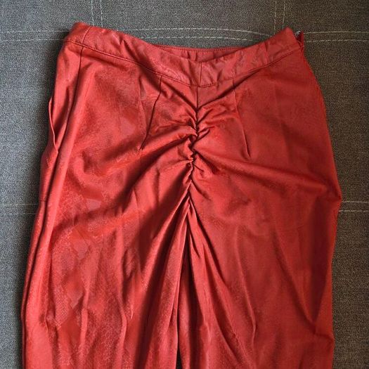 Red snake print leather two piece set, size 10