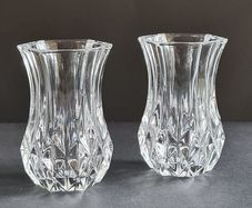 Crystal Bud 2 Vases Vintage Lead Crystal
