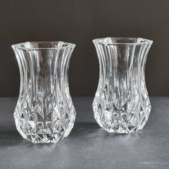 Crystal Bud 2 Vases Vintage Lead Crystal