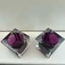 Murano Technique Two Colour Art Glass Candle Holders Image 2