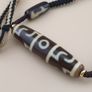 Vintage Himalayan Tibetan 3 Eyes Unique Pattern Agate Bead Pendant Necklace Image 7