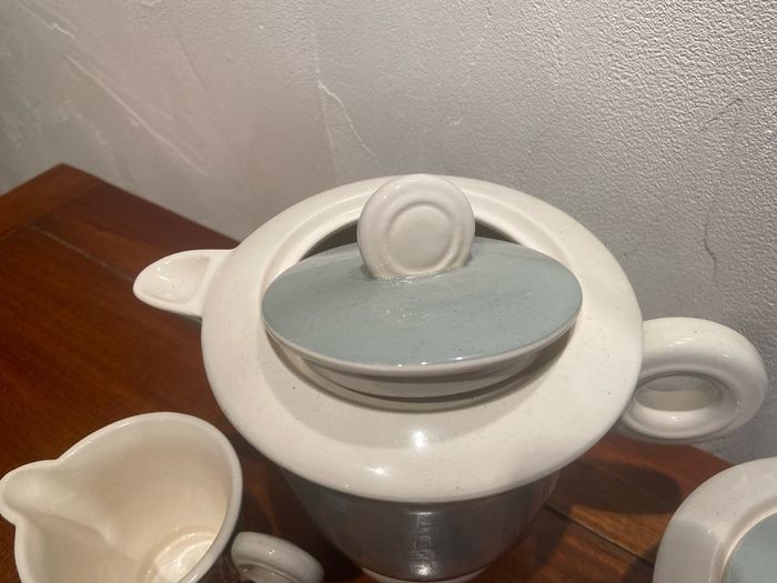27 piece vintage French coffee set c.1930s,in sage green