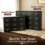 Cabinet with Drawers - 16 Vintage Drawers, Card Catalog Cabinet, Black Wooden Image 8