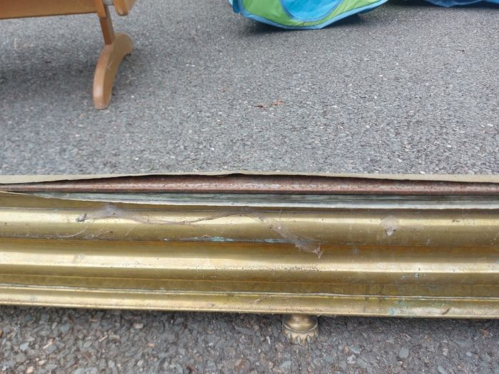Antique brass fireplace fender