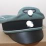 WW2 German Waffen SS NCO Officer Crusher Cap Wool/Leather Reenactment Replica Reproduction WWII Nazi Image 2