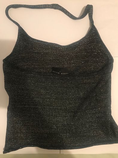 Karen Millen black and silver sparkley halter neck top - size 3