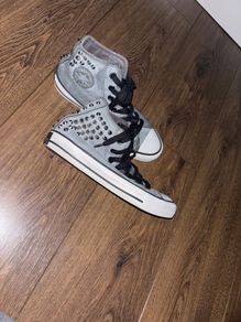 Converse grey studded UK4 hi top trainers