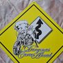 Vintage 2005 betty boop dangerous curves ahead metal sign 42x42 yellow in excellent condition Image 3