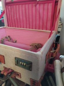 Retro Mad men style trolley case canvas & leather
