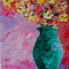 Floral themed 12 x 16 inch acrylic paintings on canvas panel, varnished. Original art by seller.
